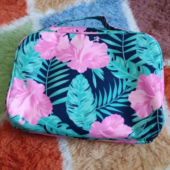 Hurley Pink Tropical Floral Cosmetic Bag - Picture 2 of 8